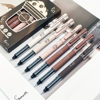 6Pcs Coffee-Themed Liquid Quick-Dry Gel Pens, Anti-Smudge Soft-Touch Nibs, Suitable for Note-Taking, Drawing, School and Office Supplies