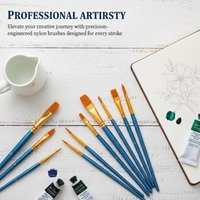 Detail Painting Brushes Set Professional Round Flat Nylon Hair Watercolor Paint Brush For Kid Students Artists Oil Painting Tool