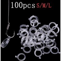 100pcs White PE Pellet Lure Bait Bandage Elastic Baitbands for Carp Fishing Pellets Bait Bander Holder Boilie Stops Fishing Tool