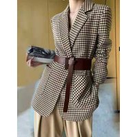 Korean Fashion Coats Chic Elegant Woman Jacket Autumn New In Office Lady Casual Plaid Belt Oversize Blazer Women Clothing