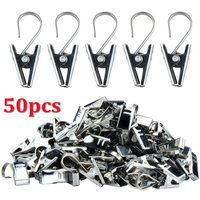 50 Pcs Sturdy Stainless Steel Curtain Clips With Hook Durable Iron Drapery Hook Multifunctional Silver Curtain Hook Clips