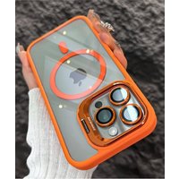 Luxury Magnetic Shockproof Phone Case For iPhone 16 17 15 14 13 12 11 Pro Max Funda For Magsafe Stand Glass Lens Protector Cover