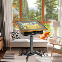 Freestanding Jigsaw Puzzle Table with Drawers, Adjustable 1500 PCS Board, 360° Rotating Wheels, Portable Workstation image 4