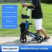 Rollator Walker with Seat 4 Wheel Mobility Aid Adjustable Armrest Foldable Walking Support with Brake for Elderly Outdoor