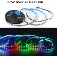 DC 5V RGBIC 5050 Smart LED Strip WS2812 WS2812B Individually Addressable IC 30/60/144Pixels/Leds/m Black White IP30/65/68