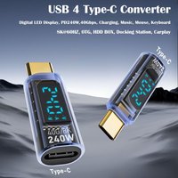 1PCS Digital LED Display USB 4 Type-C Adapter PD 240W 40Gbps Power Meter Tester Data Transmission Full Function USB C Extension