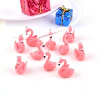 5pcs Cute 3D Flamingo animal Charms PVC Bird Pendant For Jewelry Making Accessories DIY Necklace Keychain