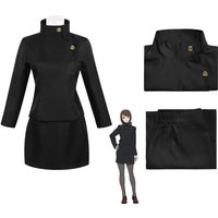Jujutsu Kaisen Shoko Ieiri Cosplay Costume Black High School Uniform Jacket and Skirt Set for Halloween Carnival Anime Party