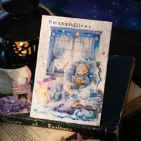 15Pcs PET Night Reading Good Supplies Writing Reading package Material Scrapbook cut 150*100mm Sticker Double White Ink Quiet