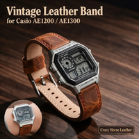 Retro-Armband aus echtem Leder für Casio AE-1200 /1300 A158W A159 A168 W-216h AE1200, konvexes Design, Vintage-Uhrenarmband, 18 mm.