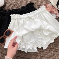Women Summer Black White Mini Skirts Elastic High Waist Ruffle Patchwork Lolita Skirt Korean Sweet Y2K Inner Shorts A-Line Skirt