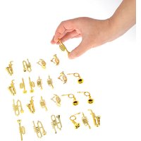 24Pcs/Set Mini Golden Trumpet Saxophone Wind instruments Doll Musical Instrument for Dolls Music House Bar Doll Accessories