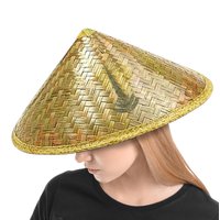 Handmade Rattan Hat Chinese Straw Hat Stylish Straw Hat with Adjustable Chin Strap for Fishing Gardening Camping Hiking Outdoors