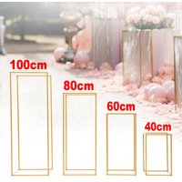 Ensemble de supports de fleurs de mariage, 4 pièces, support de colonne en métal doré, décor de fête, présentoir de ballons, pièce maîtresse, Vase pilier 40 + 60 + 80 + 100cm