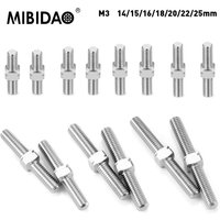 MIBIDAO 14/15/16/18/20/22/25mm Titanium Alloy M3 Double-end Threaded Pull Link Rod Positive and Reverse Thread for RC Models
