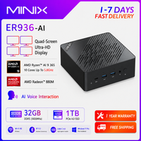 MINIX Elite ER936-AI Mini PC, AMD Ryzen AI 9 365 (10-Core), 32GB DDR5-5600MHz, 1TB PCIe 4.0 SSD, Radeon 880M, 73 Tops AI, 4×8K@60Hz Displays, WiFi 6E, for Gaming, Content Creation, Business, AI Tasks