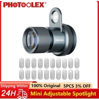 PHOTOOLEX Mini Adjustable Spotlight Modeling Light 10W/12W Photography Flashlights Portable Projection Light 20pcs Gobos