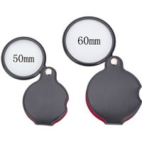 50/60mm Mini Magnifying Glass 6/8X Folded Leather Case Portable Handheld Read Newspaper Jewelry Gift Single Glass Lens