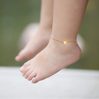 Vnox Simple Tiny Heart Charm Anklets for Girls Kid,Anti Allergy Stainless Steel Children Bracelets Ankle Chain Foot Jewelry Gift