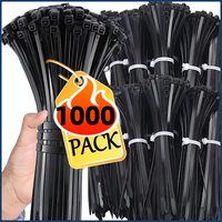 1000/100PCS Self-locking Plastic Nylon Tie Black Fastening Strap Cable-Tie-Set Cable Zip Tie Fastening Ring Zip Wraps Strap Tie