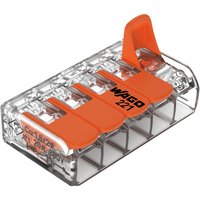 25PCS per box original conector WAGO 221-415 5-hole 4MM² quick terminal with lever Compact wire connector Transparent orange