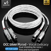 HiFi 2XLR Audio Cable Hi-End OCC Silver Plated 3 Pin XLR Male to Female Audio Cord for Microphone Amplifier