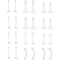 Clear Earrings Plastic Earrings for Sports 16g Cartilage Stud Helix Tragus Piercing Lip Rings Labret Retainers for Work Surgery