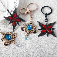 Game Genshin Impact Arlecchino Cosplay Keychain Neuvillette Necklace Fatui The Knave Pendant Keyrings Jewelry Accessories Gifts