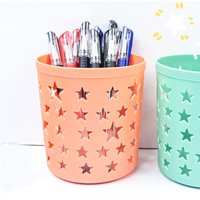 Creative Hollowed Out Pen Holder Multi Functional Desktop Storage Bin Large Capacity Stationery Storage Bucket