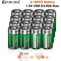 Palo 1,5 v d Größe wiederauf ladbare Batterie USB-Kabel Laden d r20 lr20 Li-Ionen-Batterien für Gasherd Taschenlampe Warmwasser bereiter