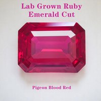 Lab Grown Ruby Emerald Cut Pigeon Blood Red VVS1 Gemstone Charms DIY Top Jewelry Making Materials Selectable Certificate