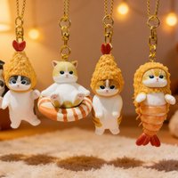 Mufosand Fried Cat Keychain Blind Box Backpack Pendant Collectible Pvc Action Figure Trendy Toys Birthday Gift Pleasant Surpris