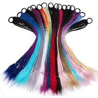 ZENYINFA Synthetic Colored Braided Ponytail Hair Extension Rainbow Color Braids Pony Tail With Elastic Band Girl's Pigtail