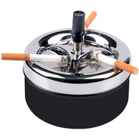 Cool Ashtray Stainless Steel Push Down Spinning Ashtray Self-Cleaning Ashtray With Lid Cover Ash Tray for Cigarette Smoking