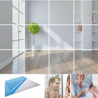 10pcs Home Decor Bathroom Self-adhesive Mural Mirror Stickers Wall Tile Stickers Square DIY Decals