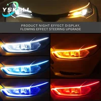 1 Pair Auto Car LED Daytime Running Light Flexible Strip Pink Red blue Ice White Turn Signal Yellow Brake Flow Lights 12V