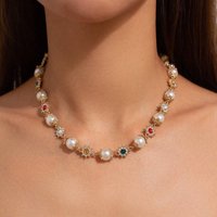 Ingemark Vintage Pearl Choker Necklace For Women Collar Wed Bridal Goth Rhinestone Choker Party Jewelry Gifts New