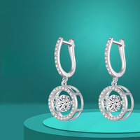 White Gold Plated 0.5/1CT Moissanite Drop Earring for Women Sparkling Beating Heart Earring S925 Sterling Silver Jewelry
