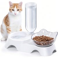 1PC Double Dog Cat Bowls Pets Water and Food Bowl Set with Automatic Waterer Bottle for Small or Medium Size Dogs Cats