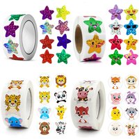 500/1000pcs Colorful Star Adhesive Holographic Star Stickers Zoo Farm Scrapbook Sticker Roll Labels For Kids DIY Gift Toys