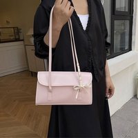Portable Solid Color Bow Ribbons Shoulder Bag Leisure Y2k Large Capacity Underarm Bag Pu Leather Sweet Women's Handbag Popular