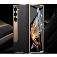 LANGSIDI Brand Luxury Genuine Leather Shockproof Case for Samsung Galaxy Z Fold 3 4 5 6 7 Magnetic Hinge Protective Stand Cover