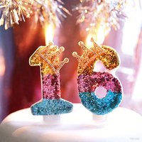 Birthday Candle Digital Gold Crown ins Birthday Cake Decoration Baby Party Anniversary Gift