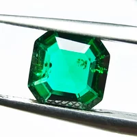 Lab Grown Zambian Emerald Asscher Cutting Hydrothermal Hand Cut with Cracks Inclusions Inside Selectable AGL Certificate