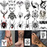 1 Sheet Spider Scorpion Bat Temporary Tattoos For Adult Hand Finger, Halloween Fake Tattoo Sticker Long Lasting Realistic Tatoos