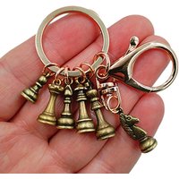 Fashion Chess Keychain Chessboard Chess Piece waist hanger Pendant Car Keychain Ring Chess Lovers Gift Metal Key Ring Pendant