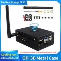 New Orange Pi 3B Metal Case Black Aluminum Shell Cooling Fan Antenna Optional for New Version Orange Pi 3B After May 2024