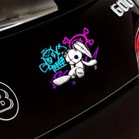 AliExpress NONE 2PCS/SET Stitched Bunny Skull Stickers (Pink/Purple/Cyan/Black/White) - Waterproof Vinyl for Car & Laptop Decor