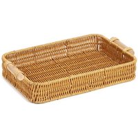 1Pcs Breakfast Bread Food Handwoven Rattan Basket Fruit Vegetable Cake Wicker Round Shape Storage Tray With Handle Food Plate