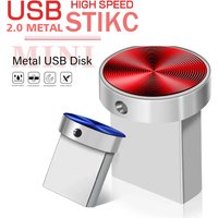 Mini Metal USB Flash Drive 128GB High Speed Memory Stick 64GB Blue Waterproof Pen Drive 32GB Circular Button USB Stick 16GB 8GB